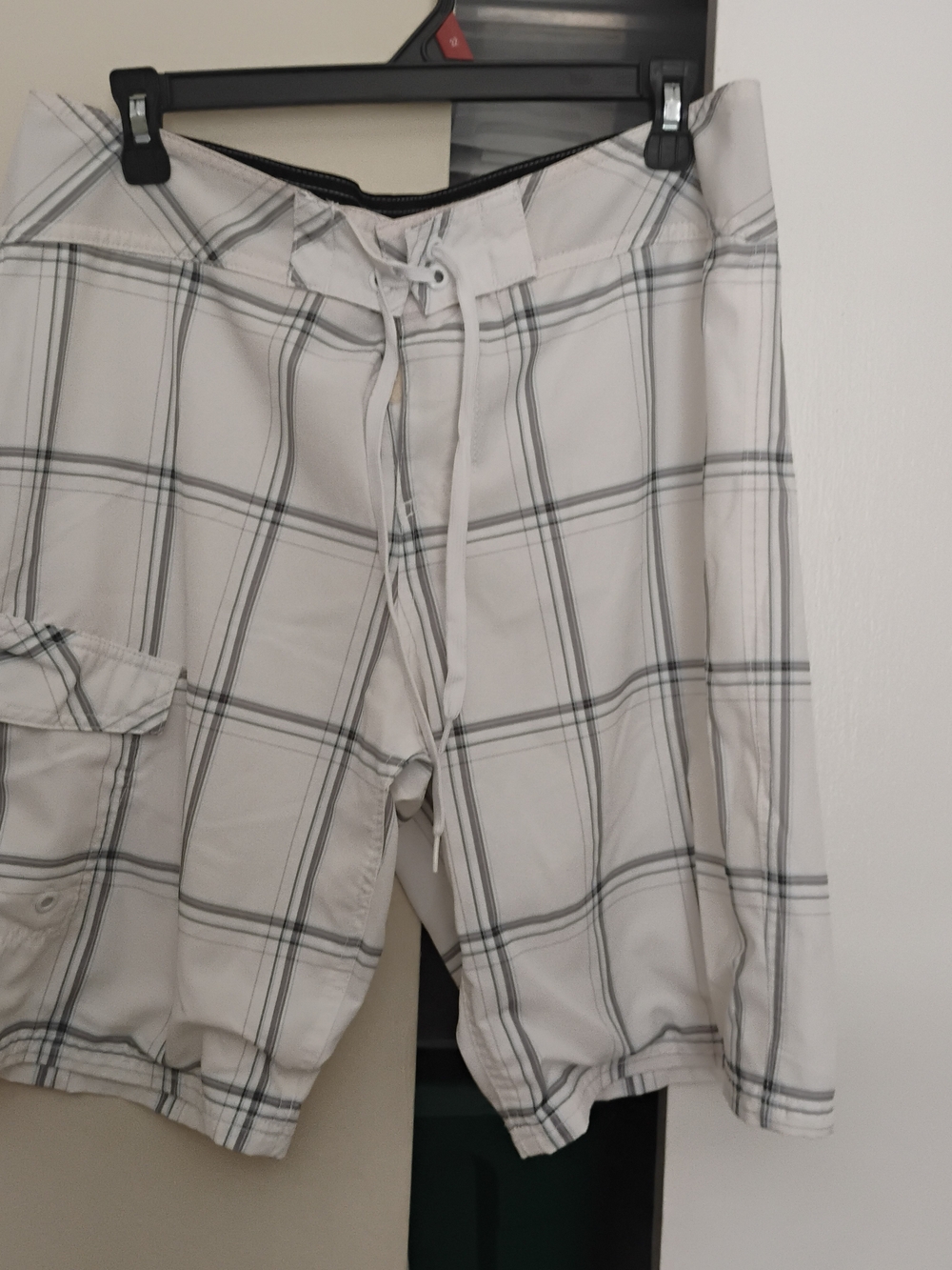 Mossimo Supply Co. White Plaid Swim Trunks